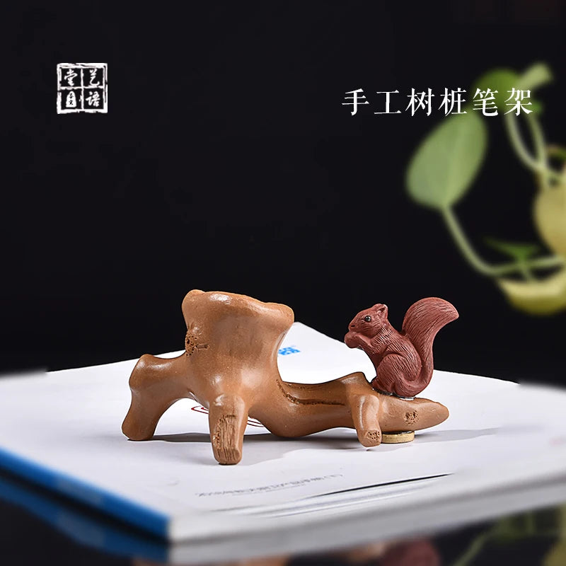 Tea Ornaments Decoration Fine Zisha Handmade Stump Simulation Shelf Pen Holder Calligraphy Materials Tea Set Tea Ceremony Utensi