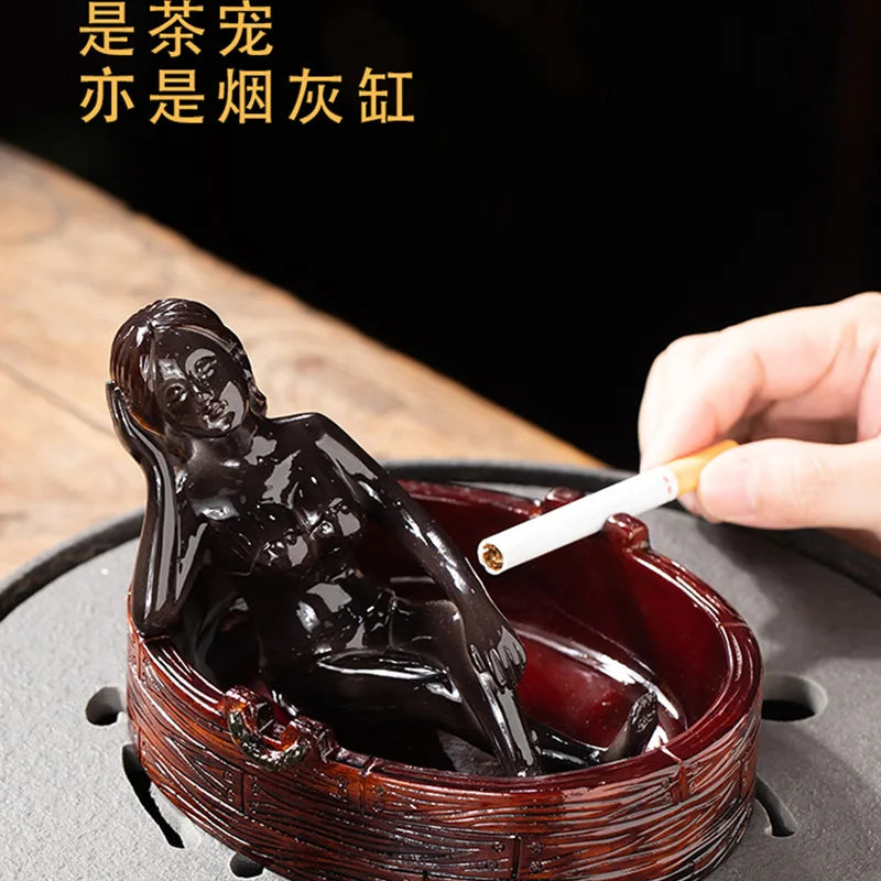 Tea Pet Beauty Bathtub Discoloration Tea Pet Decoration Funny Art Tea Set Kitchen Restaurant Bar Family Garden