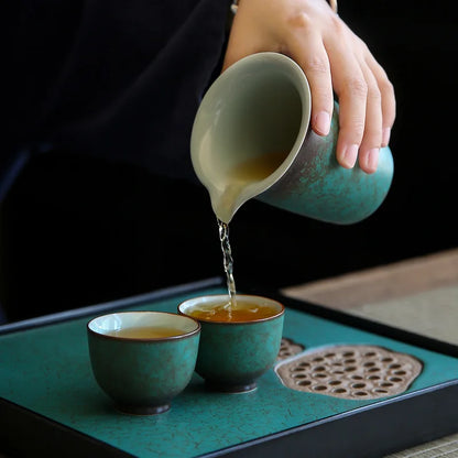 Tea Pitcher Japanese Kiln Baked Retro Domestic Large Ceramic Fair Cup Spearmint Fair Mug Fair Cup Tea Pot Tea Infuser