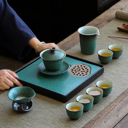 Tea Pitcher Japanese Kiln Baked Retro Domestic Large Ceramic Fair Cup Spearmint Fair Mug Fair Cup Tea Pot Tea Infuser