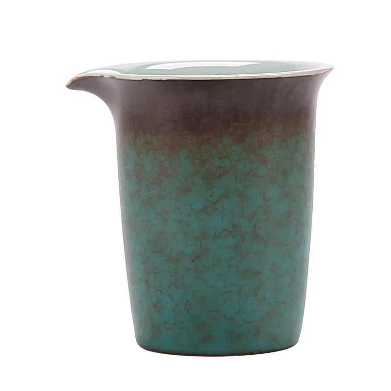 Tea Pitcher Japanese Kiln Baked Retro Domestic Large Ceramic Fair Cup Spearmint Fair Mug Fair Cup Tea Pot Tea Infuser