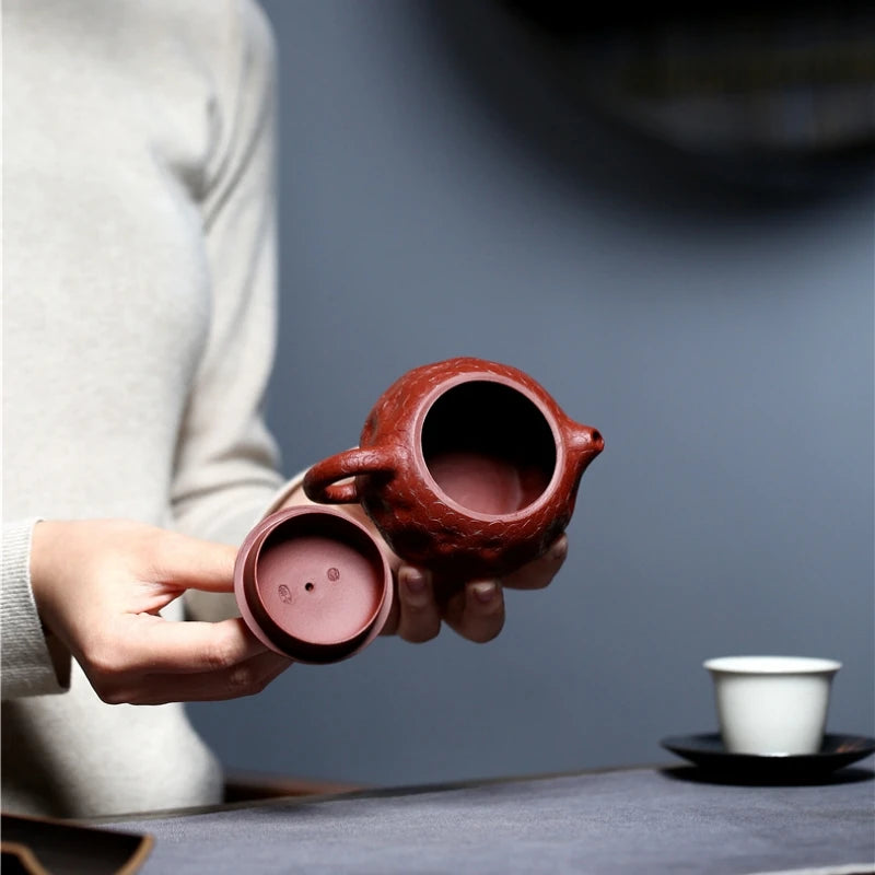 Tea Pot glossy ganoderma design handmade craft marked master pots Chinese real yixing zisha dahongpao clay 200ml xishi pot new