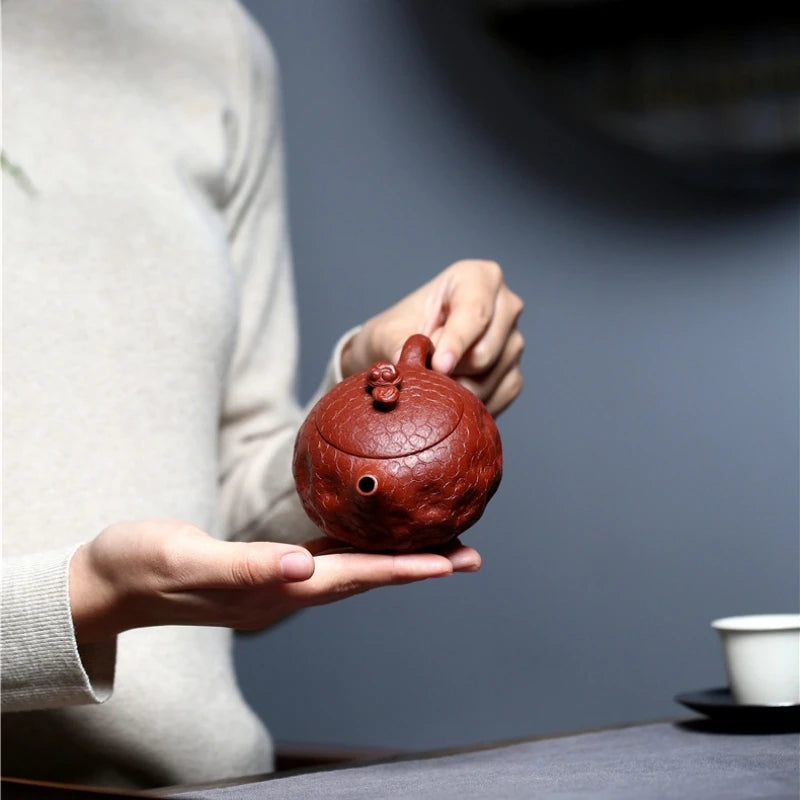 Tea Pot glossy ganoderma design handmade craft marked master pots Chinese real yixing zisha dahongpao clay 200ml xishi pot new