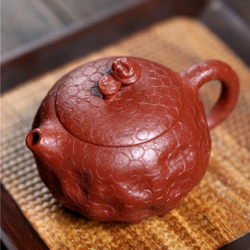 Tea Pot glossy ganoderma design handmade craft marked master pots Chinese real yixing zisha dahongpao clay 200ml xishi pot new