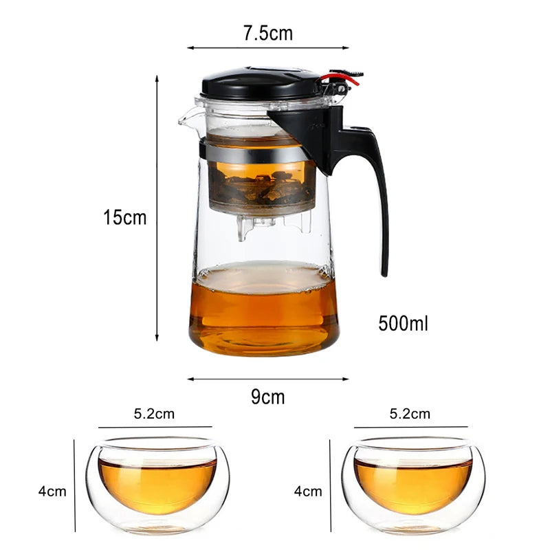 Tea Pots Heat Resistant Glass Tea Pot Tea Infuser Chinese Kung Fu Tea Set Kettle Coffee Glass Maker Convenient Office Tea Sets