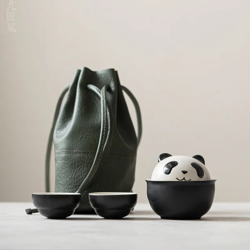 Tea Set Kit Aesthetic Tea Set Complete Set Teapot and Cup Set 1 Pot 2 Cup Tea Maker Picnic Travel Tea Set Handbag Cha Craft Gift