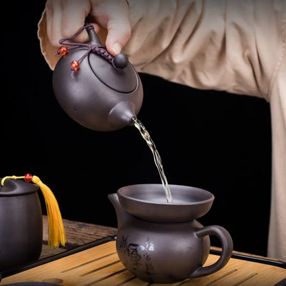 Tea Set Purple clay Portable Teapot Set Outdoor Travel Gaiwan Tea Cups of Tea Ceremony Teacup Fine Gift Organizer