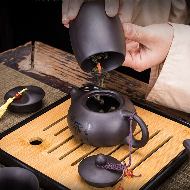 Tea Set Purple clay Portable Teapot Set Outdoor Travel Gaiwan Tea Cups of Tea Ceremony Teacup Fine Gift Organizer