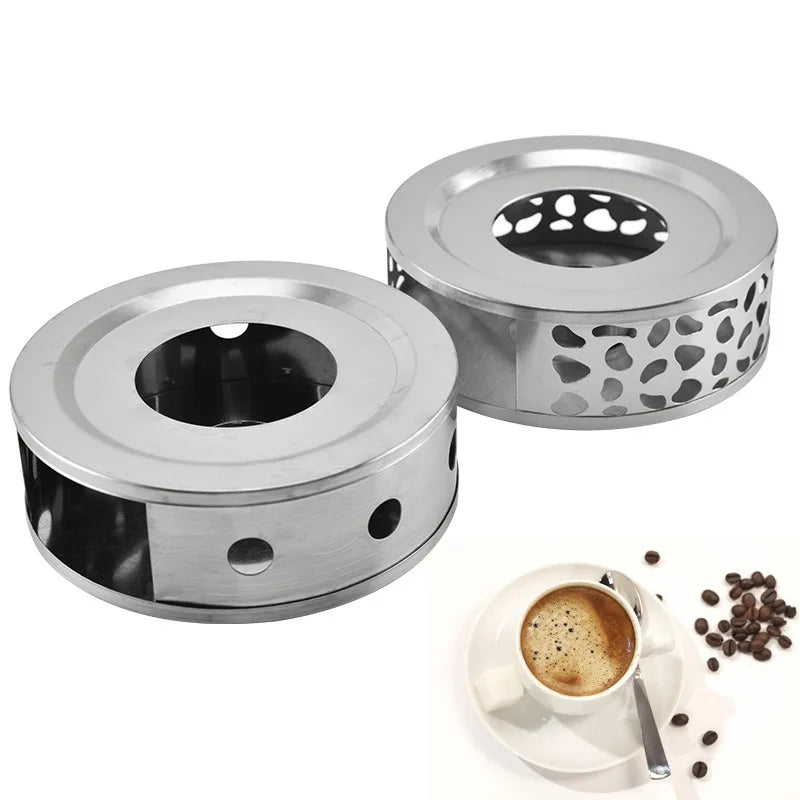 Tea Warmer Hollow Out Stainless Steel Heater Household Tea Stand Candle Base for Teapot Cups 18.5cmx5cm