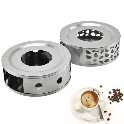 Tea Warmer Hollow Out Stainless Steel Heater Household Tea Stand Candle Base for Teapot Cups 18.5cmx5cm