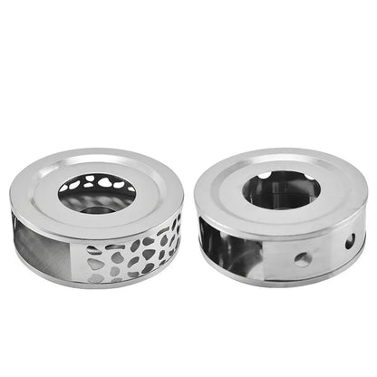 Tea Warmer Hollow Out Stainless Steel Heater Household Tea Stand Candle Base for Teapot Cups 18.5cmx5cm