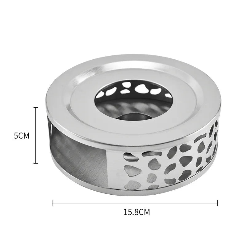 Tea Warmer Hollow Out Stainless Steel Heater Household Tea Stand Candle Base for Teapot Cups 18.5cmx5cm