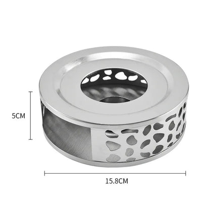 Tea Warmer Hollow Out Stainless Steel Heater Household Tea Stand Candle Base for Teapot Cups 18.5cmx5cm