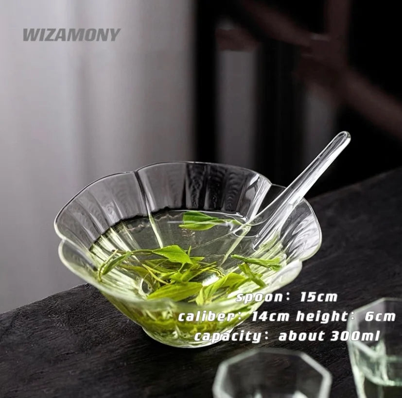 Tea ceremony чай Glass tea making bowl drainage bowl tea making utensil green tea Japanese style fair cup tea set tea ware set