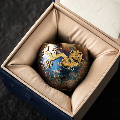 Tea cup, single cup, kiln change, oil drop, Tianmu, colorful gold tea cup, tea set, ceramic household master cup, tea bowl