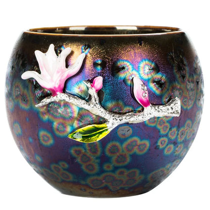 Tea cup, single cup, kiln change, oil drop, Tianmu, colorful gold tea cup, tea set, ceramic household master cup, tea bowl