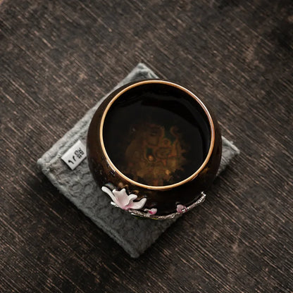 Tea cup, single cup, kiln change, oil drop, Tianmu, colorful gold tea cup, tea set, ceramic household master cup, tea bowl