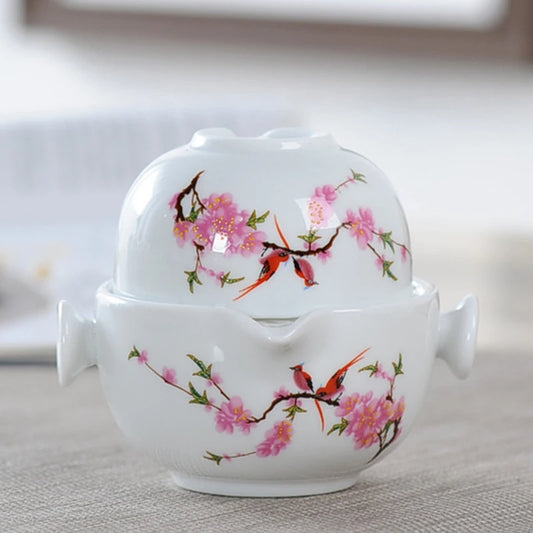 Tea set Chinese Kung Fu gaiwan teapot teacups fair mug tea sets white travel tea set drinkware Free shipping