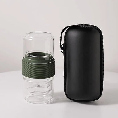 Tea set Outdoor portable travel creative Kung Fu tea set glass transparent thickened filter glass tea cup