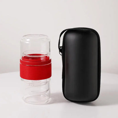 Tea set Outdoor portable travel creative Kung Fu tea set glass transparent thickened filter glass tea cup