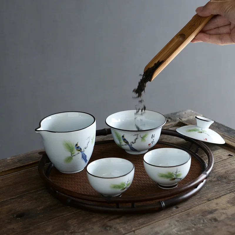 Tea set crockery teapot ceramic gaiwan teacups chinese tea set pot portable travel tea set bag C23