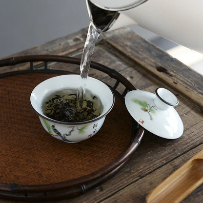 Tea set crockery teapot ceramic gaiwan teacups chinese tea set pot portable travel tea set bag C23
