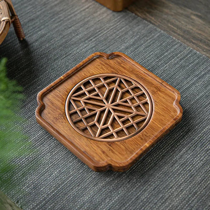 Teapot Cushion Natural Bamboo Cup Mat Tea Saucer Kungfu Tea Set Living Room Coffee Table Chinese Tea Room Ceremony Tools