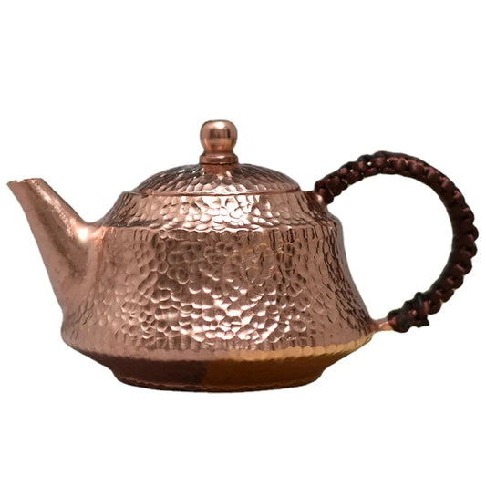 Teapot Set Luxury Pure Copper Travel Kettle with Braided Handle Coffee Pots Handmade Tea Infuser Teapots To Boil Water Tea Sets