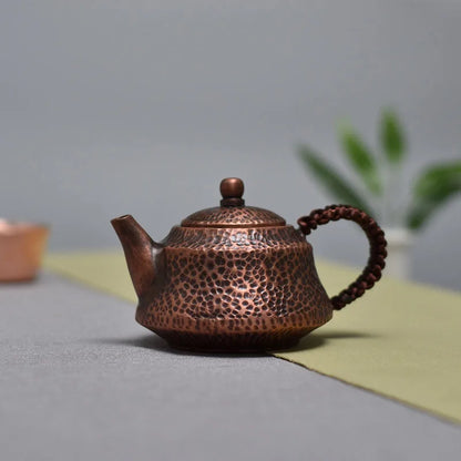 Teapot Set Luxury Pure Copper Travel Kettle with Braided Handle Coffee Pots Handmade Tea Infuser Teapots To Boil Water Tea Sets