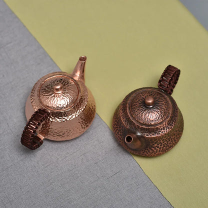 Teapot Set Luxury Pure Copper Travel Kettle with Braided Handle Coffee Pots Handmade Tea Infuser Teapots To Boil Water Tea Sets