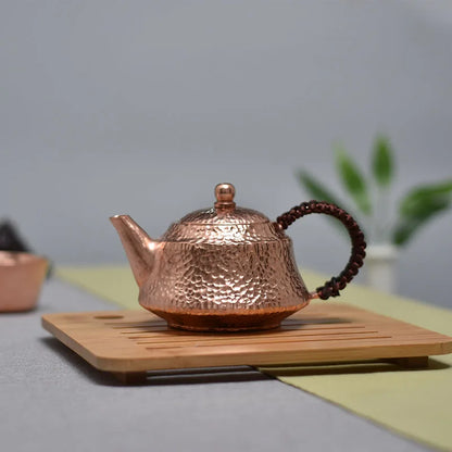 Teapot Set Luxury Pure Copper Travel Kettle with Braided Handle Coffee Pots Handmade Tea Infuser Teapots To Boil Water Tea Sets