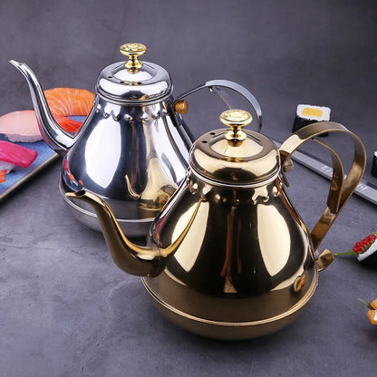 Teapot with Tea Filter 304 Stainless Steel Coffee Tea Pot Water Kettle Induction Cooker Stove Universal Kitchen Tool