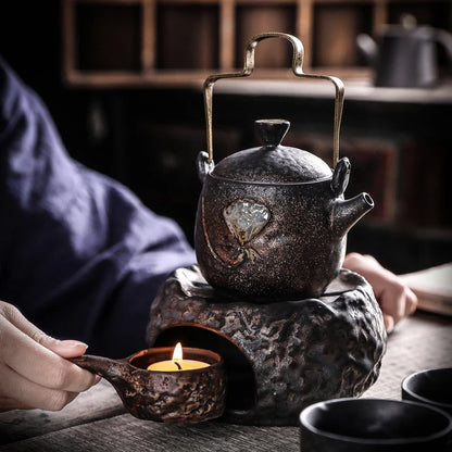 TeapotTeaCupCandleTeaHeaterBaseZenLotusBundlePotWarmTeaSetOnePotFourCupsCupCupTeaSetKitchenRestaurantBarHome