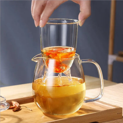 Teaware Glass Teapot for Stove, Heat Resistant, High Temperature, Explosion Proof Tea Infuser, Rose Flower Tea Set, Household