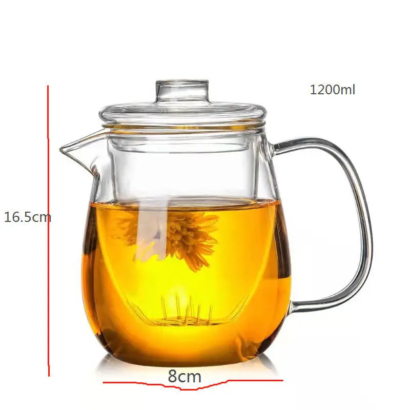 Teaware Glass Teapot for Stove, Heat Resistant, High Temperature, Explosion Proof Tea Infuser, Rose Flower Tea Set, Household