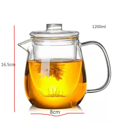 Teaware Glass Teapot for Stove, Heat Resistant, High Temperature, Explosion Proof Tea Infuser, Rose Flower Tea Set, Household