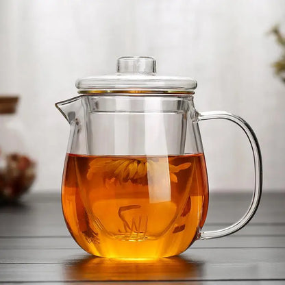 Teaware Glass Teapot for Stove, Heat Resistant, High Temperature, Explosion Proof Tea Infuser, Rose Flower Tea Set, Household