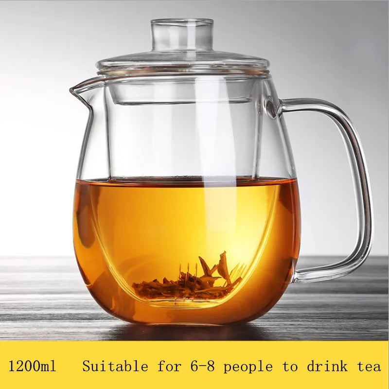 Teaware Glass Teapot for Stove, Heat Resistant, High Temperature, Explosion Proof Tea Infuser, Rose Flower Tea Set, Household