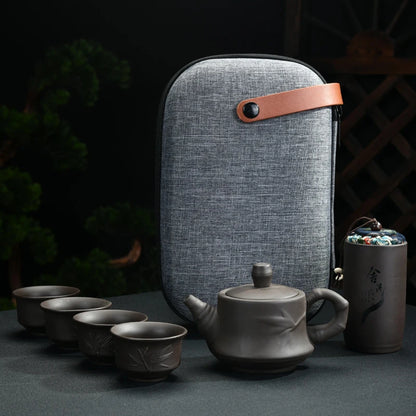 Teaware Purple Clay KungFu Tea Set Yixing Tea Cup Tureen Infuser Chinese Tea Ceremony with Travel bag Home Teaware Sets gaiwan
