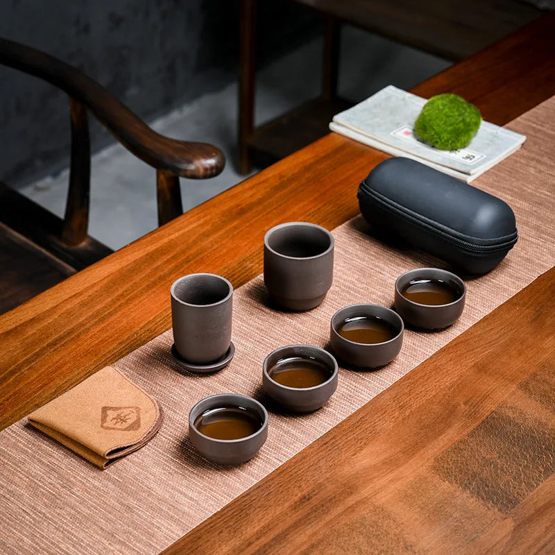 Teaware Purple Clay KungFu Tea Set Yixing Tea Cup Tureen Infuser Chinese Tea Ceremony with Travel bag Home Teaware Sets gaiwan