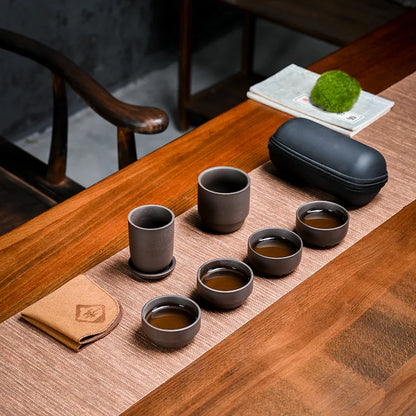 Teaware Purple Clay KungFu Tea Set Yixing Tea Cup Tureen Infuser Chinese Tea Ceremony with Travel bag Home Teaware Sets gaiwan