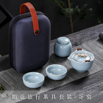 Teawear Set Ceramic Gaiwan 2 Cup 1 Tea Caddies Steel Strainers Business Gift Chinese Kung Fu Portable Travel Teapot 110ML