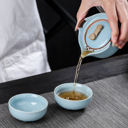 Teawear Set Ceramic Gaiwan 2 Cup 1 Tea Caddies Steel Strainers Business Gift Chinese Kung Fu Portable Travel Teapot 110ML
