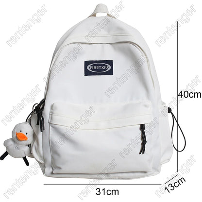 Teenage Girl Green School Bag Small Cute Lady Backpack Waterproof Nylon Female Kawaii Bag College Student Women Backpack Fashion