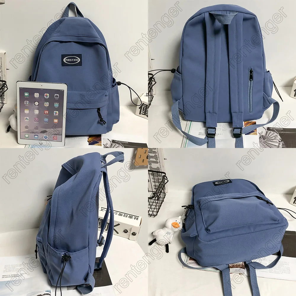 Teenage Girl Green School Bag Small Cute Lady Backpack Waterproof Nylon Female Kawaii Bag College Student Women Backpack Fashion