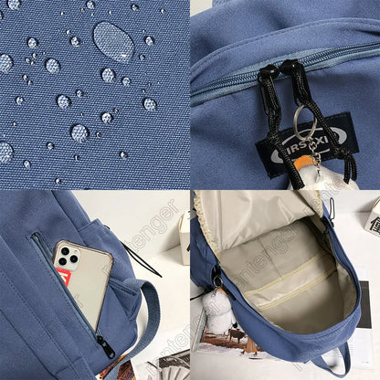 Teenage Girl Green School Bag Small Cute Lady Backpack Waterproof Nylon Female Kawaii Bag College Student Women Backpack Fashion