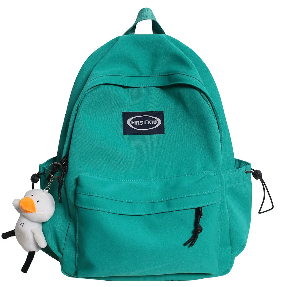 Teenage Girl Green School Bag Small Cute Lady Backpack Waterproof Nylon Female Kawaii Bag College Student Women Backpack Fashion