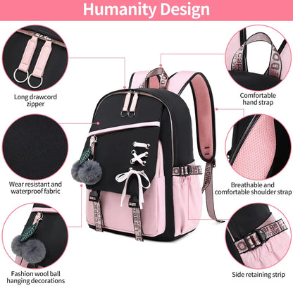 Teenage Girls Bookbag School Backpack Children Casual Daypack Schoolbag for Teens