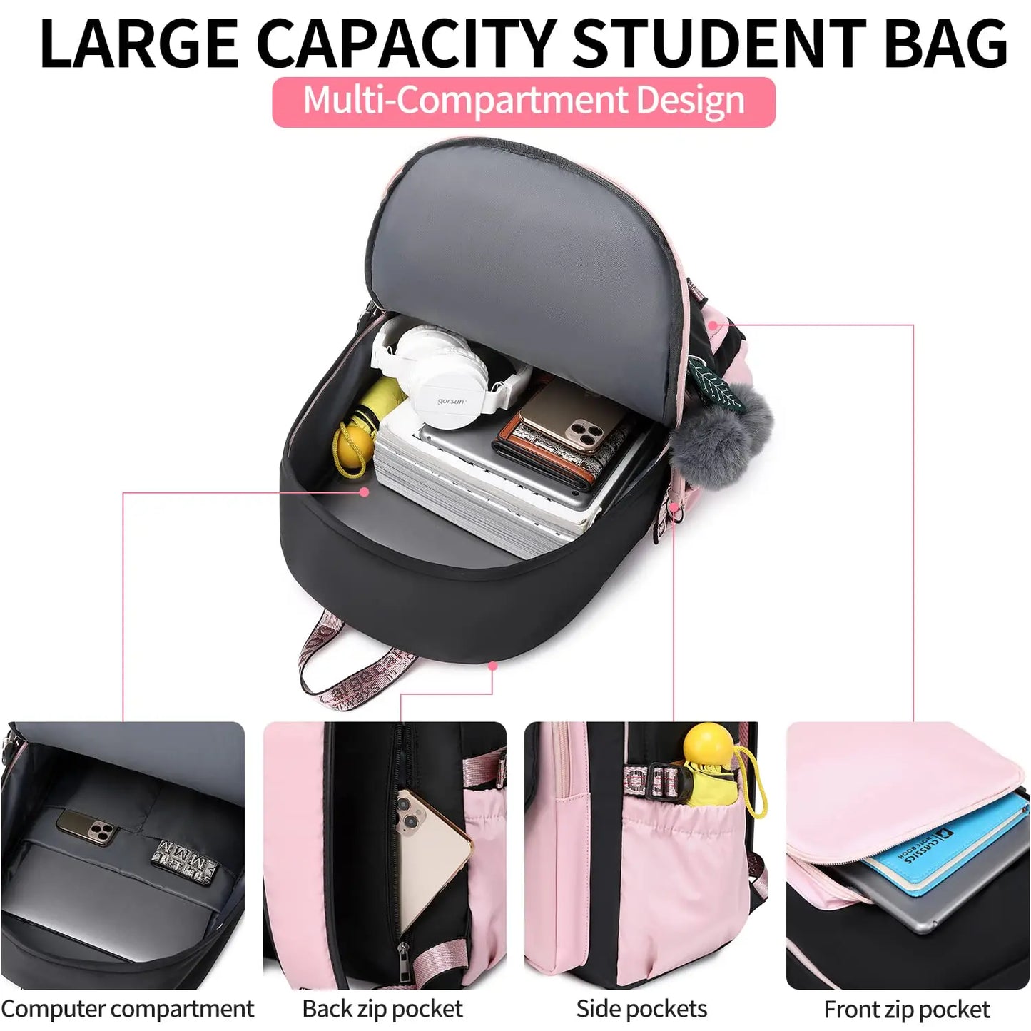 Teenage Girls Bookbag School Backpack Children Casual Daypack Schoolbag for Teens