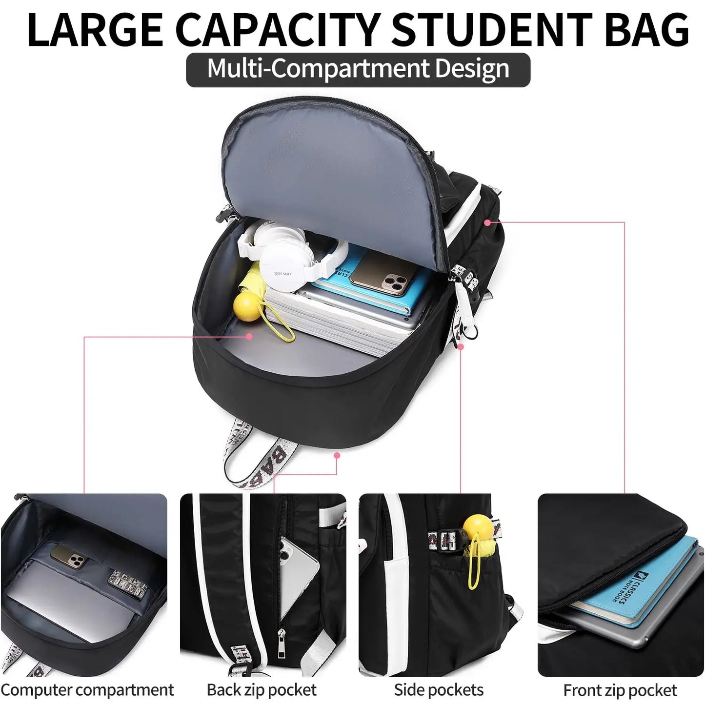 Teenage Girls Bookbag School Backpack Children Casual Daypack Schoolbag for Teens